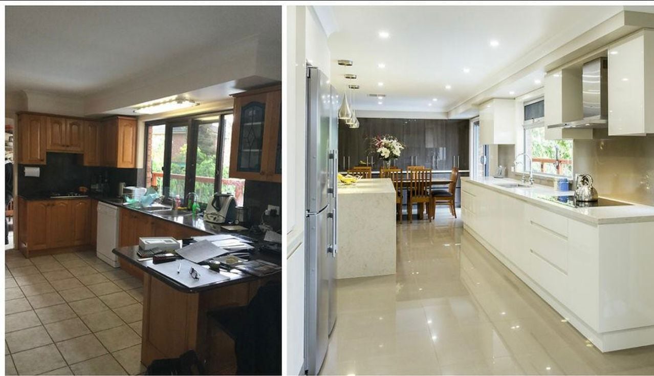 Kitchen before and after