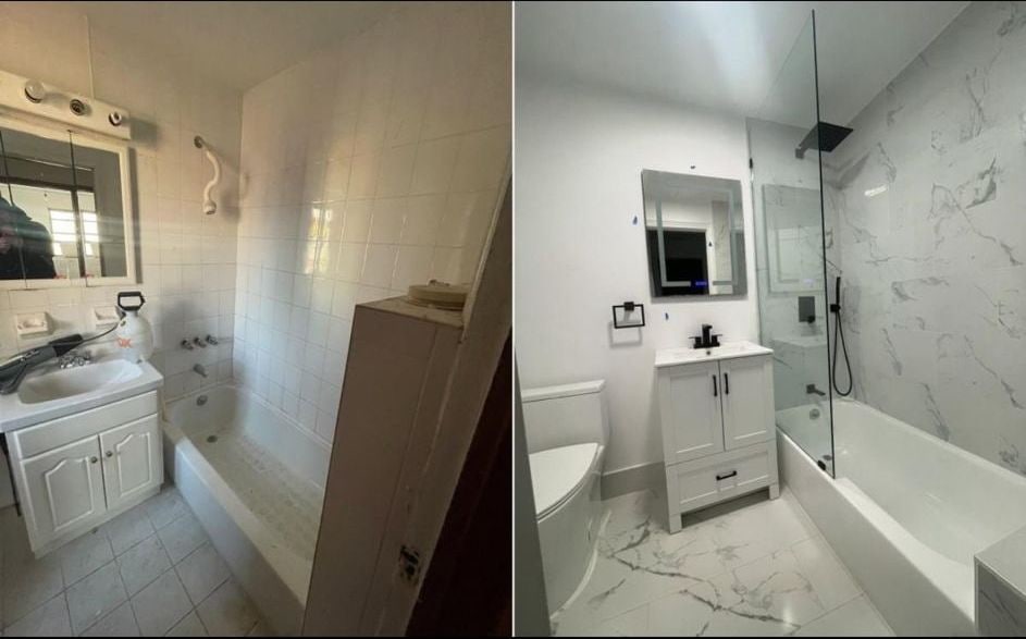 Bathroom before and after