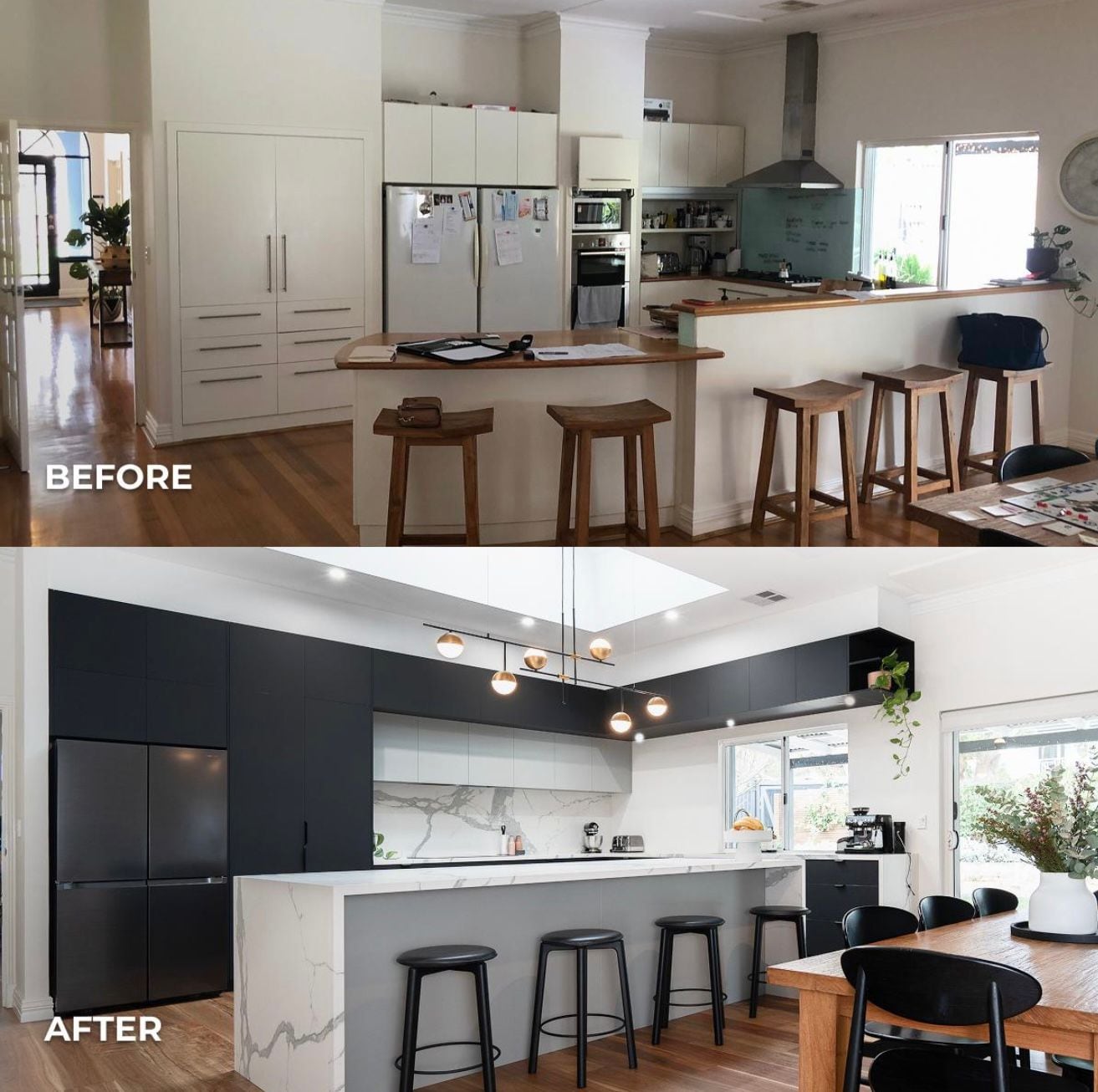 Kitchen before and after