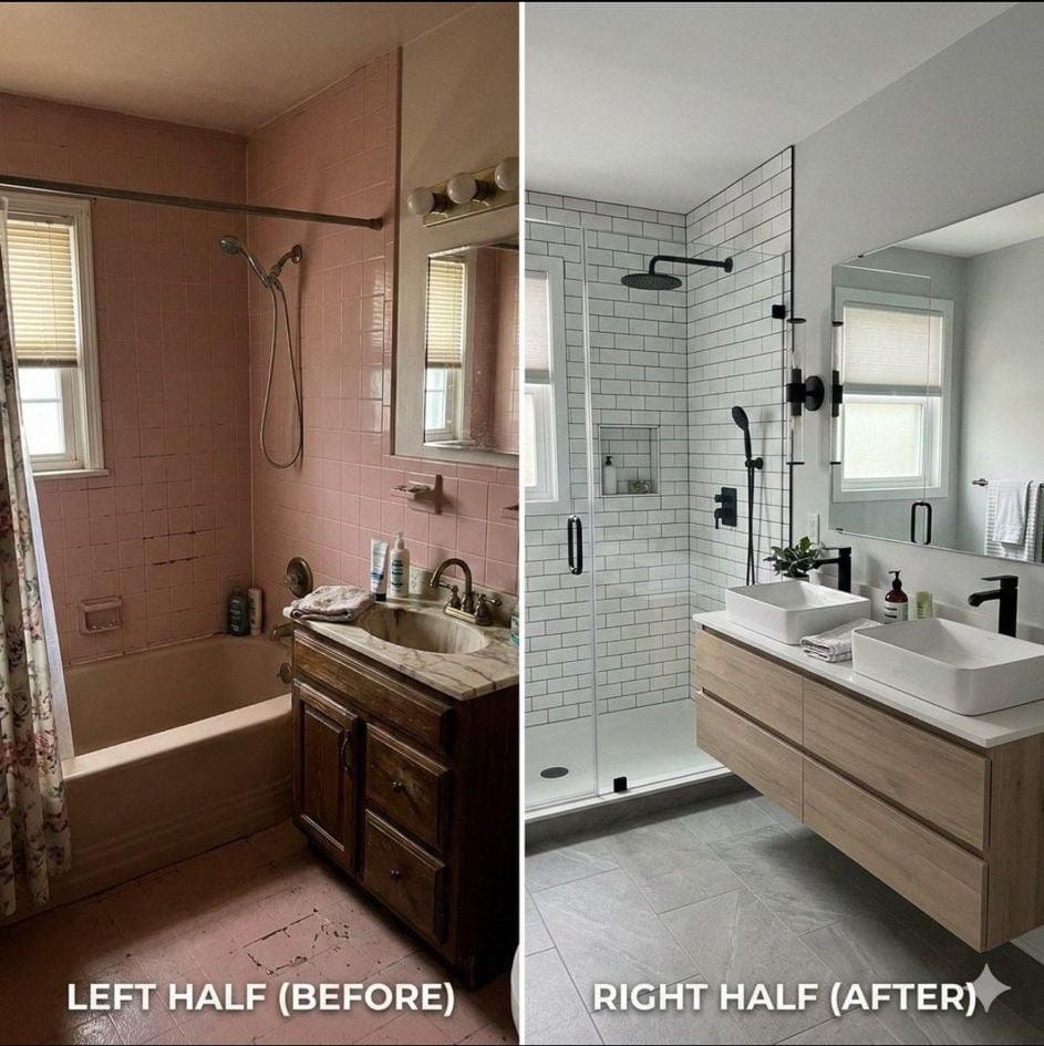Bathroom before and after