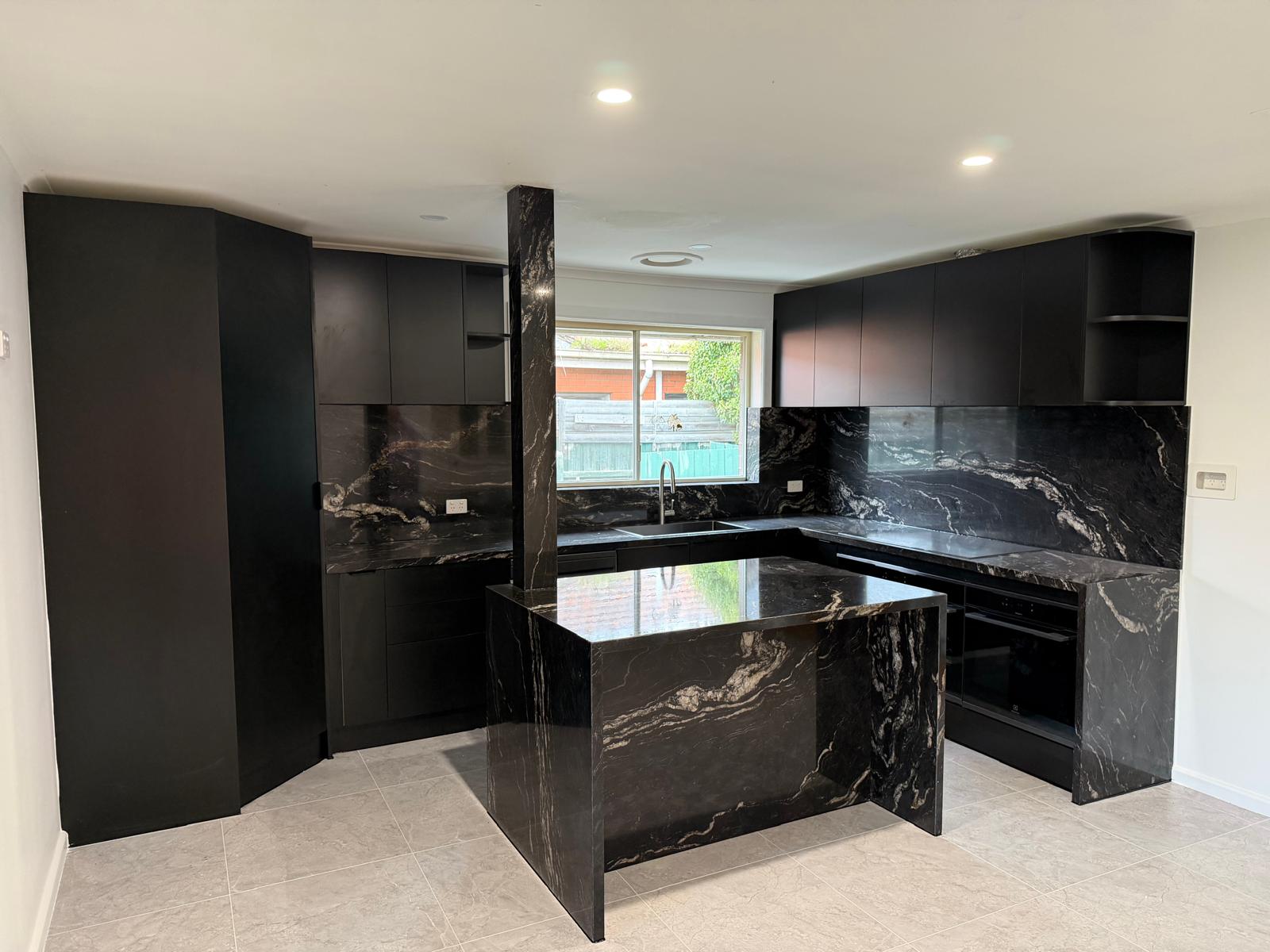 Built In project - black granite kitchen island